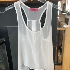 Almost Pink Shear White Tank Top